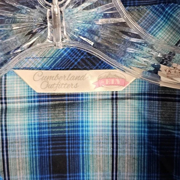 Cumberland Outfitters Western Shirt Womens 1X Plus Multi Plaid Cowboy Pearl Snap - Picture 5 of 8